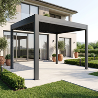 Motorisierte Freistehende Aluminium-Pergola Pulverbeschichtet Verstellbare Lamellen Wasserdichtes Dach Umweltfreundlich Langlebig für den Garten 1 Set