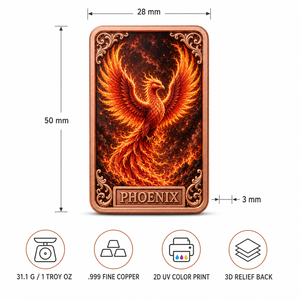 Barre de cuivre fin .999 de 1 oz, <span class=keywords><strong>Monstre</strong></span> marin Kraken, Impression UV 2D, Relief 3D au dos, Série Créatures Mythiques, Lingot de cuivre de collection - Product Image 4