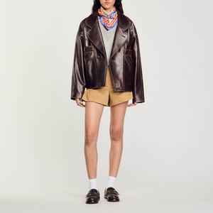 OEM Vêtements d'extérieur d'automne et d'hiver pour femmes, manteau personnalisé Streetwear, veste en cuir surdimensionnée à revers ajusté pour femmes - Product Image 2