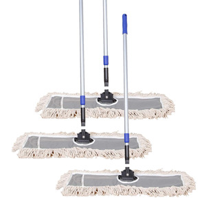 Scopa a Spinta per Pulizia Pavimenti, Mop Industriale Commerciale in Cotone con Manico in Acciaio Regolabile - Product Image 1