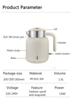 Bouilloire électrique mécanique en acier inoxydable de 1,5 L pour la maison, interrupteur marche/arrêt mécanique, bouilloire à eau à ébullition rapide pour la consommation quotidienne