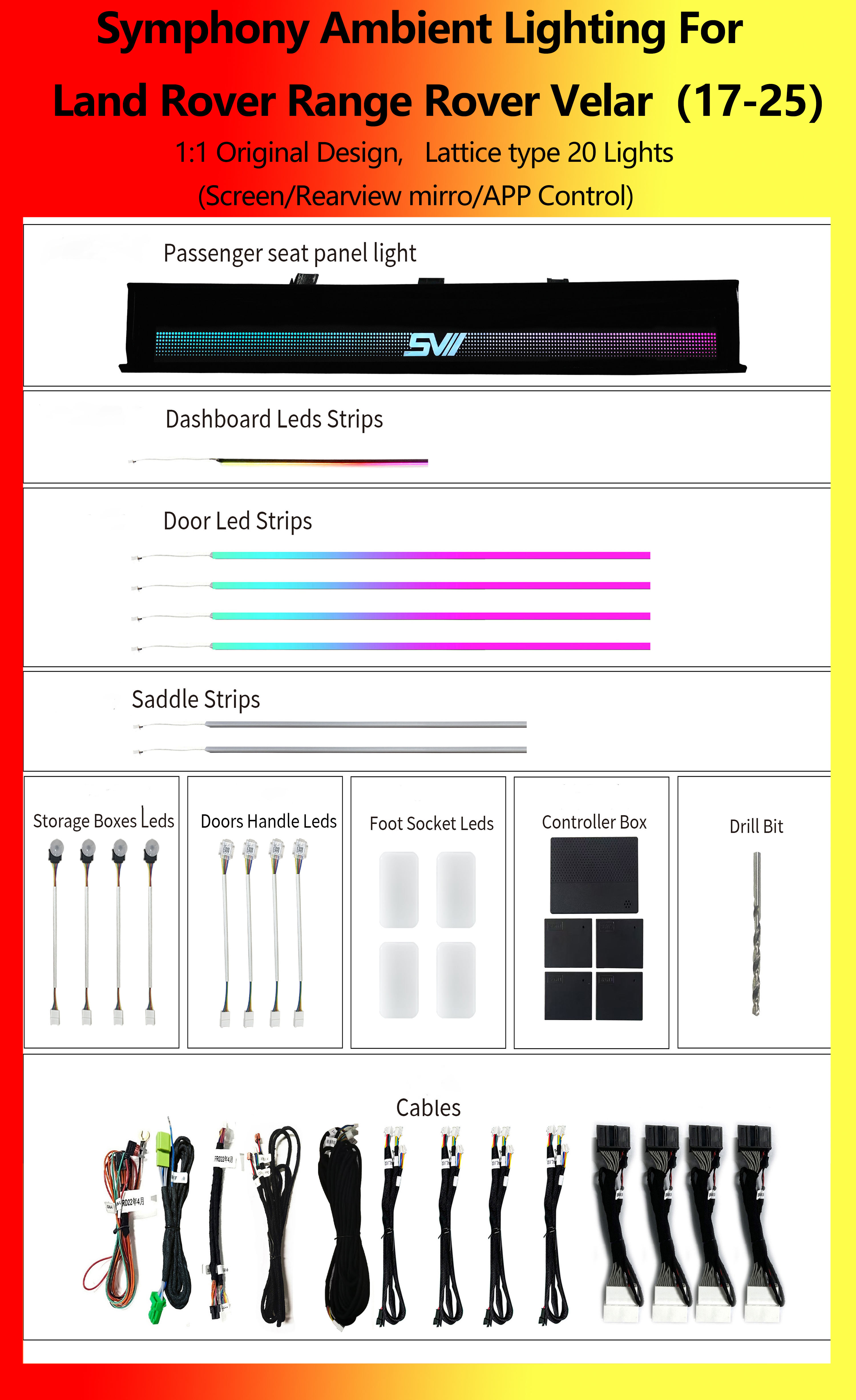 For Land Rover Range Rover Velar Lattice Symphony 20 Lights