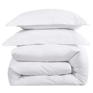 Bán Buôn Luxury 600TC Duvet Cover Tùy Chỉnh 100% Cotton Bộ Đồ Giường Khách Sạn Bộ Lanh Trắng Đồng Bằng Duvet Cover Set