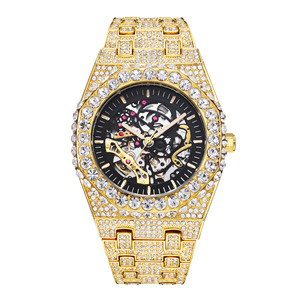 Luxury Bling Hip Hop Full Diamond Iced Out <b>Watches</b> Men Wrist Gold <b>Skeleton</b> Mechanical <b>Automatic</b> <b>Watch</b> - Product Image 1