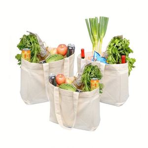 Custom <b>Folding</b> Customized Color Logo Large Capacity Cotton Compartmental Eco-friendly Canvas Shoulder Shopping <b>Bag</b> for Fruit - Product Image 5