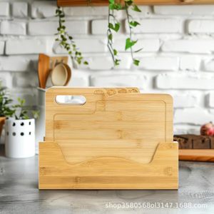 Bamboo Cutting <b>Board</b> Set Rectangle With Handle Multipurpose Kitchen Use - Product Image 1