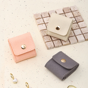 Custom Portable Jewelry Packaging Bag Velvet Travel Mini Ring Earring Storage Pouch Snap Button Jewelry Organizer Bag for Gift - Product Image 3