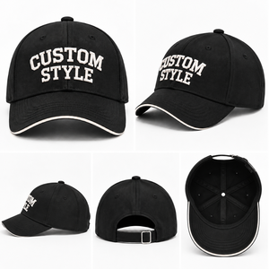 Casquettes Snapback noires ajustables de haute qualité, visière incurvée, chapeau en coton, logo brodé 3D personnalisé, casquette de baseball - Product Image 5