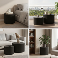 Meubles de salon, table basse ronde en bois noir, tables d'appoint circulaires, table d'appoint pour chambre à coucher, balcon