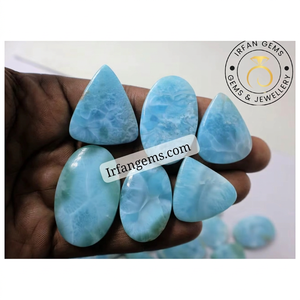 Prix de gros : Lot de cabochons de larimar naturel lisse de formes variées, pierres précieuses en vrac et perles artisanales pour la fabrication de bijoux - Product Image 1