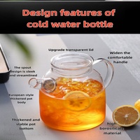 Bouteille d'eau froide en verre borosilicate résistant aux hautes températures Daxin grande capacité, théière à fleurs, design moderne et simple avec couvercle