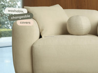 Fauteuil modulaire moderne style Torquay, écologique, durable, minimaliste, en tissu beige pour salon, bureau à domicile, hôtel