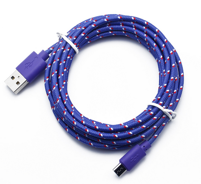 Wholesale Price Nylon Braided Colorful USB a to Micro Data Transfer Cable Type C Usb Quick Charging Cable Factory Supply 3ft
