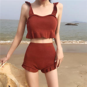 Femmes volants bretelles gilet taille haute pantalon mignon et frais deux pièces ensemble Slim dames maillots de bain <span class=keywords><strong>tankini</strong></span> - Product Image 2