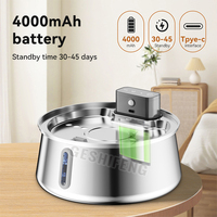 Fontaine à eau sans fil pour chat en acier inoxydable 4L, distributeur d'eau pour animaux de compagnie