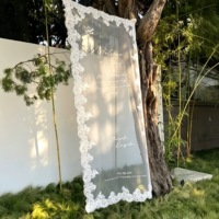 Décor de mariage extérieur en dentelle et tulle pour toile de fond photo, panneau de bienvenue, cérémonie et fête