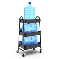 Étagère de rangement pliable à 3 niveaux en métal multicouche sur roulettes pour salon, rangement de collations sur roulettes, design moderne et gain de place