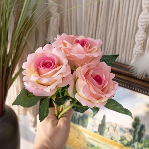 Roses artificielles Ruyi Rose Factory, branche unique, tissu tissé à la main, décorations de mariage - Product Image 2