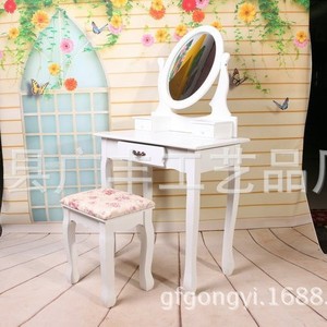 European Style <b>Dressing</b> <b>Table</b> <b>With</b> Stool White Solid Wood <b>Storage</b> Bedroom Makeup Vanity Set - Product Image 3