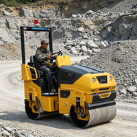 Compacteur routier vibrant à double tambour de 1,5 tonne pour asphalte, mini-compacteur routier autoporté, en promotion