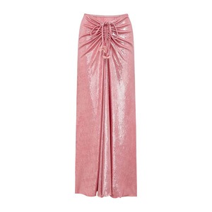 Conjunto de traje de baño de 2 piezas para mujer, rosa brillante, con mariposa 3D, aros, tirantes y falda larga con cordón. - Product Image 4