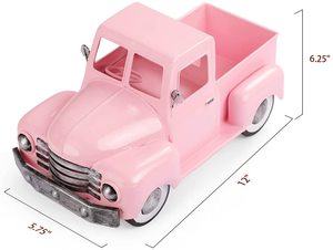 Jardinière en métal en forme de camion, décoration de Noël vintage style ferme, autre décoration d'intérieur, décor de camion rose vintage - Product Image 2