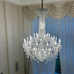 Fancy Luxury Gold High Ceiling Light With Candle Hotel Lobby Empire K9 <strong>Crystal</strong> Hanging Lamp <strong>Chandelier</strong> Royal - Product Image 4