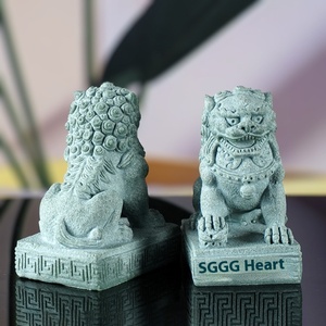 Ornamento di pietra creativa in pietra arenaria verde paesaggio interno <span class=keywords><strong>leone</strong></span> stile cinese per la decorazione dell'<span class=keywords><strong>acquario</strong></span> - Product Image 4