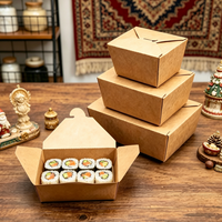 Boîte à emporter en papier kraft imprimé sur mesure, résistante à l'huile, pour emballer des en-cas frits, pour la restauration, emballage alimentaire