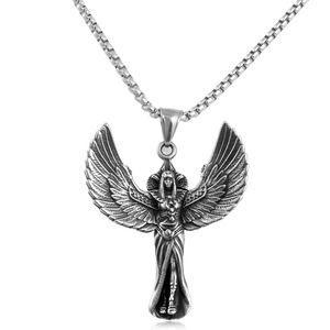 Yunnique – collier avec pendentif ailes d'ange en acier inoxydable pour hommes, cadeau 231030 - Product Image 5