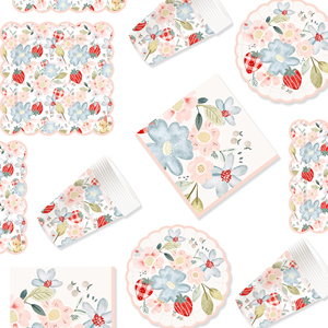 DAMAI Fournitures de décoration d'anniversaire sur le thème de la fraise, Assiettes en papier, Serviettes, Vaisselle jetable, Thème fruits pour anniversaire - Product Image 3