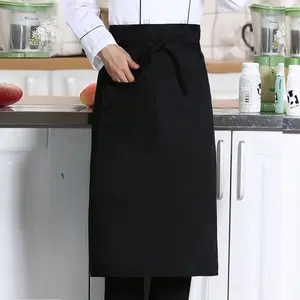Avental de garçom de chef curto com logotipo personalizado, avental para hotel, restaurante, cozinha, meio avental para empregada de mesa, limpeza doméstica