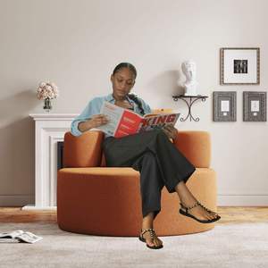 Fauteuil lounge rond surdimensionné avec accoudoirs et coussin de lecture pour adultes, idéal pour salles à manger, hôtels et salons – Mobilier confortable en mousse - Product Image 5
