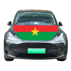 Drapeau national de couverture de moteur de capot de voiture du Burkina Faso 120x150cm 87% Polyester + <span class=keywords><strong>13</strong></span>% Spandex tissu élastique personnalisé usine en gros - Product Image 3