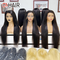 Wig Rambut Vietnam Mentah Lurus Alami Laris Manis, Wig Rambut Asli 200 Density 13x4 Hd Lace Front untuk Wanita Kulit Hitam