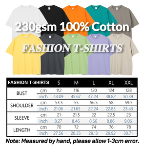 Streetwear 230gsm T-shirt surdimensionné lourd 100% coton uni imprimé personnalisé grande taille - Product Image 6