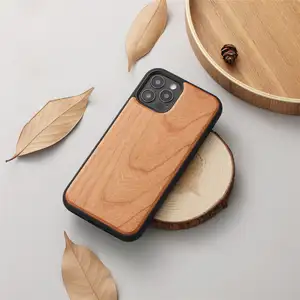 Étui en bois antichoc en bois massif mince de qualité unique pour Iphone 14 13 12 11