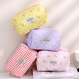 Lettering Applique Bow Plaid <b>Makeup</b> <b>Bag</b> - Product Image 6