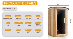 Directo de Fábrica 2026 Gabinete de Sauna Redondo OEM Líder para 2-4 Personas, Saunas en Stock en Almacén de EE. UU. - Product Image 5
