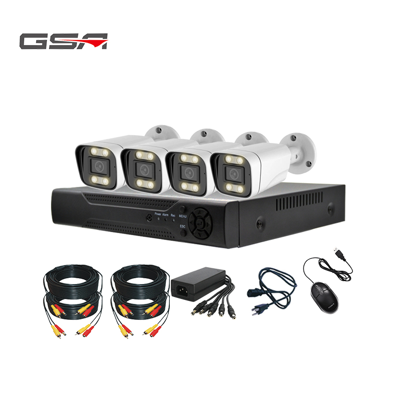 Полноцветная камера видеонаблюдения AHD DVR kit с теплым светом и светодиодным ночным видением для помещений и улицы.