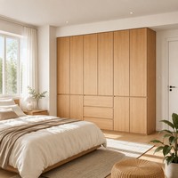 Système de dressing en bois moderne et personnalisé, armoire murale intelligente italienne en chêne en forme de L, meuble de rangement en bois pour dressing