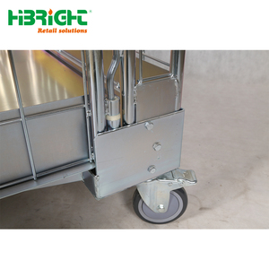 Heavy Duty Industrial Logistics <b>Trolley</b> Metal Wire Mesh Cage Cart with <b>Wheels</b> <b>for</b> Warehouse and Factory - Product Image 4