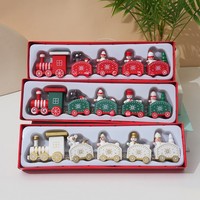 Ornement de train miniature en bois personnalisable, style dessin animé, modèle H1008, cadeau d'assemblage pour enfants de maternelle, pour fenêtre