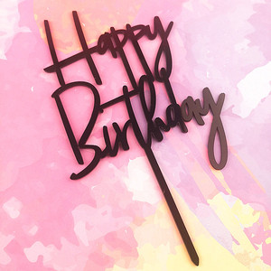 ท็อปเปอร์เค้กอะคริลิค น้ำผึ้งและความหวาน สุขสันต์วันเกิด สีดำ ทอง เงิน โรสโกลด์ ของตกแต่งงานวันเกิด - Product Image 4