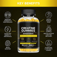 Gummies de créatine monohydrate végétaliennes pour hommes, marque privée, saveurs variées (Fraise), 1000mg, 1500mg, 5g, 120 pièces