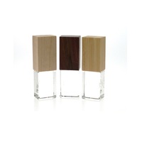 Logotipo láser 3D personalizado de madera de cristal transparente USB 2,0 3,0 8GB 16GB de madera de cristal USB Stick 32GB memoria Flash Drive regalo de boda