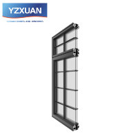 Ventanas Abatibles Minimalistas de Estilo Americano Retro, de Aleación de Aluminio, con Aspecto de Acero Negro, Marco Delgado con Diseño de Rejilla, para Apartamento