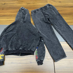 Bộ đồ thể thao nam, quần jogger, áo hoodie có khóa kéo, in kỹ thuật số, giặt acid, kiểu vintage, đặt may theo yêu cầu - Product Image 2