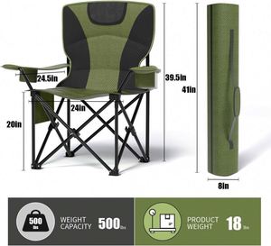 Chaise de plage surdimensionnée pliable en fer à double couche, robuste, pour la pêche et les activités de plein air, capacité de 150 kg - Product Image 2