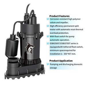 مضخة مياه الصرف الصحي عالية الكفاءة بمحرك كهربائي دائم مقسم، مضخة غاطسة لأنظمة الصرف - Product Image 2